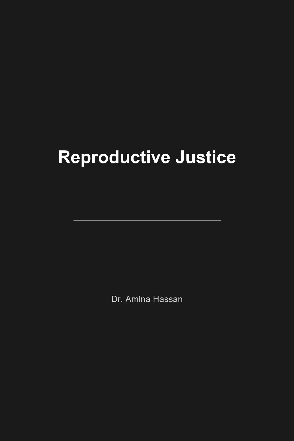 Reproductive Justice book cover